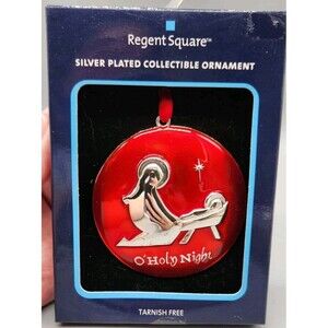 Regent Square Silver Plated O' Oh Holy Night Ornament Red See Photos